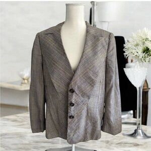 ESCADA Vintage Brown Patterned Wide Lapel Blazer Jacket Size 44